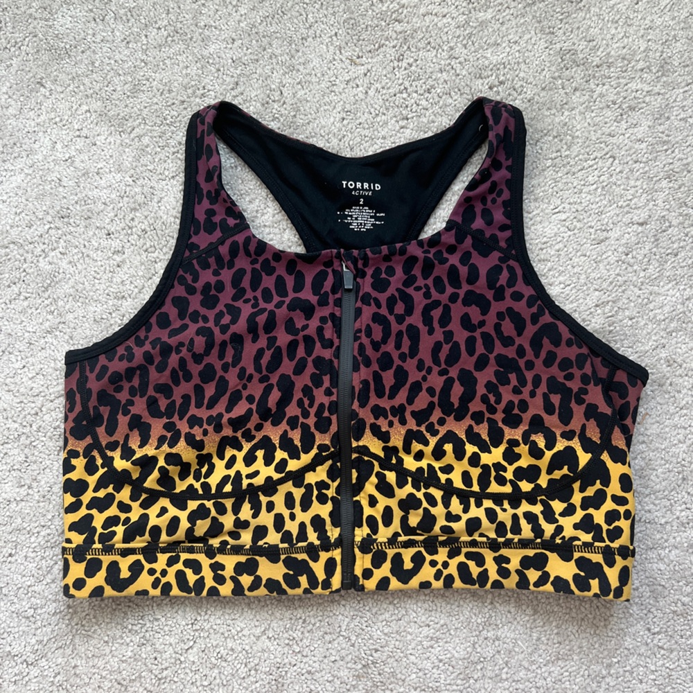 Torrid Active Pink and Black Leopard Print Top